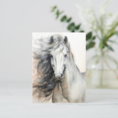 Carte Postale Illustration de cheval blanc Postcrossing (Debout devant)