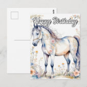 Carte Postale Illustration de cheval majestueuse et magnifique (Devant / Derrière)