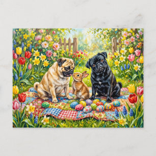 Carte Postale Illustration de chiens balais de Pâques fantaisist