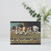Carte Postale Illustration de Chiots vintages, Hunde-Welpen (Debout devant)