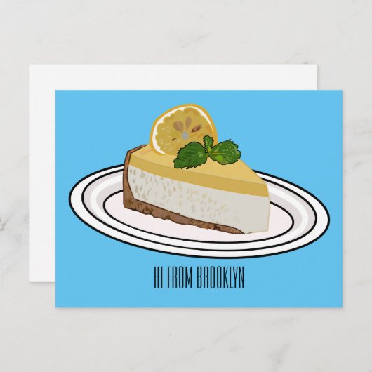 Carte Postale Illustration de citron cheesecake (Devant / Derrière)
