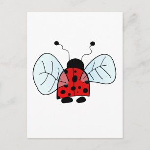 Carte Postale Illustration de coccinelle mignonne