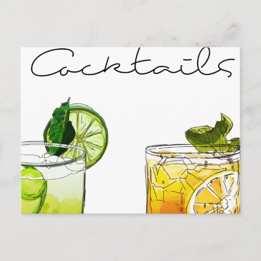 Carte Postale Illustration de cocktails (Devant)