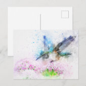 Carte Postale Illustration de colibri aquarelle (Devant / Derrière)