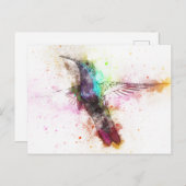 Carte Postale Illustration de colibri d'aquarelle (Devant / Derrière)