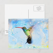 Carte Postale Illustration de colibri en aquarelle, belle (Devant / Derrière)