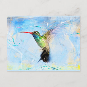 Carte Postale Illustration de colibri en aquarelle, belle