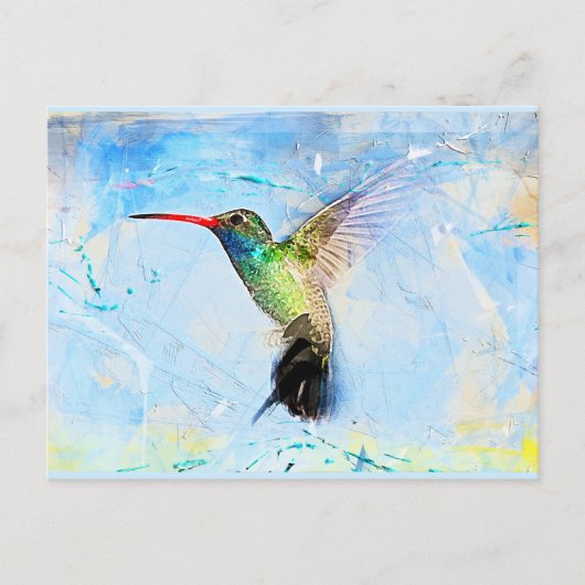 Carte Postale Illustration de colibri en aquarelle, belle (Devant)