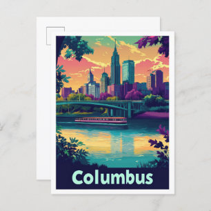 Carte Postale Illustration de Columbus Ohio Vintage voyage