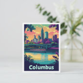 Carte Postale Illustration de Columbus Ohio Vintage voyage (Debout devant)