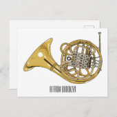 Carte Postale Illustration de corne française (Devant / Derrière)