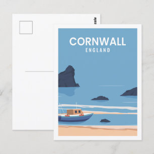 Carte Postale Illustration de Cornwall Angleterre célèbre Travel