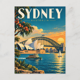 Carte Postale Illustration de coucher de soleil à Sydney Austral