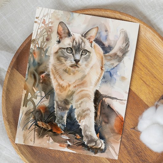 CARTE POSTALE ILLUSTRATION DE COULEUR D'EAU CAT ADORABLE