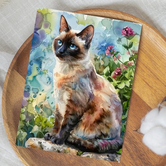 CARTE POSTALE ILLUSTRATION DE COULEUR D'EAU CAT ADORABLE