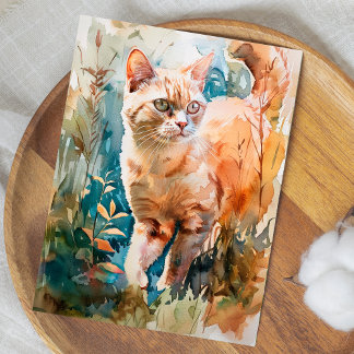 CARTE POSTALE ILLUSTRATION DE COULEUR D'EAU CAT ADORABLE
