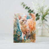 CARTE POSTALE ILLUSTRATION DE COULEUR D'EAU CAT ADORABLE (Debout devant)