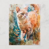 CARTE POSTALE ILLUSTRATION DE COULEUR D'EAU CAT ADORABLE (Devant)