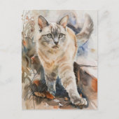 CARTE POSTALE ILLUSTRATION DE COULEUR D'EAU CAT ADORABLE (Devant)