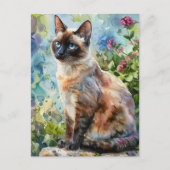 CARTE POSTALE ILLUSTRATION DE COULEUR D'EAU CAT ADORABLE (Devant)