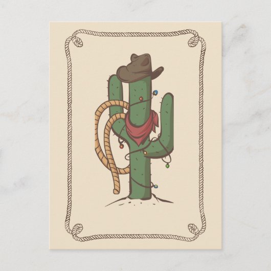 Carte Postale Illustration de Cowboy Cactus (Devant)