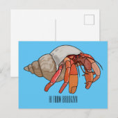 Carte Postale Illustration de crabe ermite (Devant / Derrière)