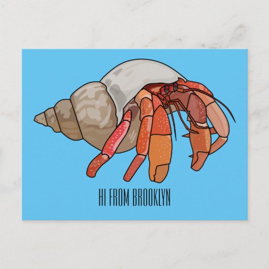 Carte Postale Illustration de crabe ermite (Devant)