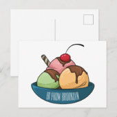 Carte Postale Illustration de crème glacée (Devant / Derrière)