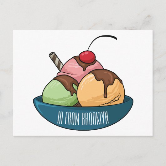Carte Postale Illustration de crème glacée (Devant)