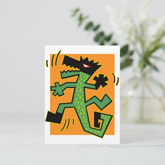 Carte Postale Illustration de crocodile vert (Debout devant)