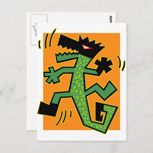 Carte Postale Illustration de crocodile vert (Devant / Derrière)