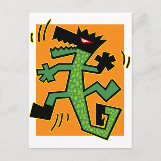 Carte Postale Illustration de crocodile vert