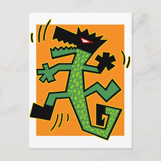 Carte Postale Illustration de crocodile vert (Devant)