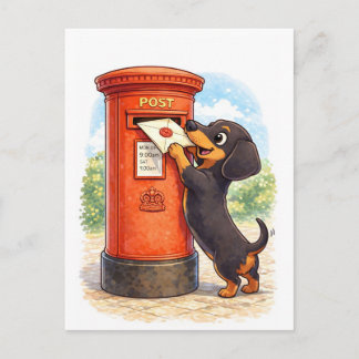 Carte Postale Illustration de dachshund mignon postant une lettr