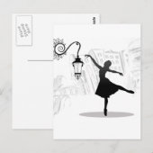 Carte Postale Illustration de danse Ballerina (Devant / Derrière)