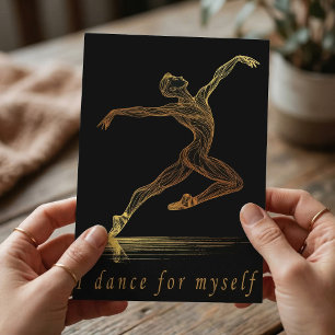 Carte Postale Illustration de danseuse de ballet dorée : grâce e