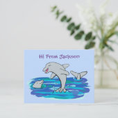 Carte Postale Illustration de dauphins heureux adorables (Debout devant)