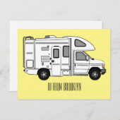 Carte Postale Illustration de dessin animé Campervan (Devant / Derrière)
