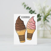 Carte Postale Illustration de dessin animé de cône de glace (Debout devant)