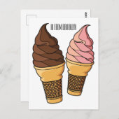 Carte Postale Illustration de dessin animé de cône de glace (Devant / Derrière)