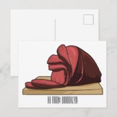 Carte Postale Illustration de dessin animé de jambon (Devant / Derrière)