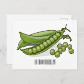 Carte Postale Illustration de dessin animé de pois  (Devant / Derrière)