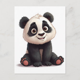 Carte Postale Illustration de dessin animé d'ours panda assis