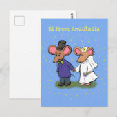 Carte Postale Illustration de dessin animé d'un couple de souris (Devant / Derrière)