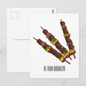Carte Postale Illustration de dessin animé Kebab ou kabob (Devant / Derrière)