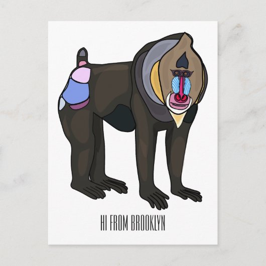 Carte Postale Illustration de dessin animé Mandrill (Devant)