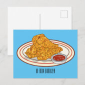 Carte Postale Illustration de dessin animé sur le poulet frit (Devant / Derrière)