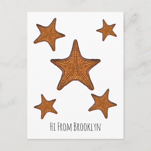 Carte Postale Illustration de dessin de Starfish (Devant)