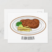 Carte Postale Illustration de dessin de steak (Devant / Derrière)