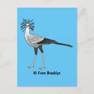 Carte Postale Illustration de dessin du secrétaire pour oiseaux